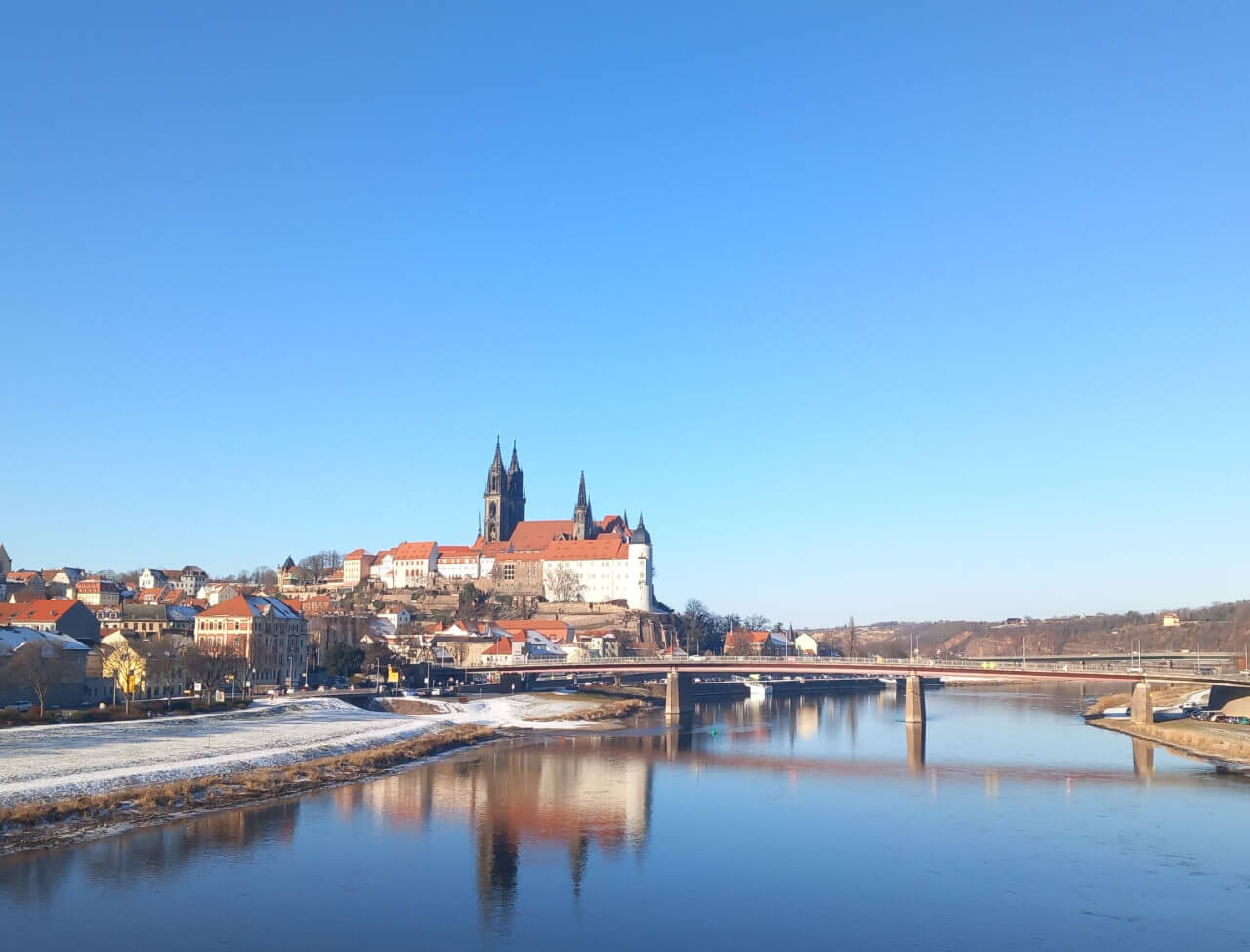 Meissen river view, with the Albrechtsburg castle in the background